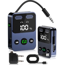 Jasput Airplane Bluetooth Adapter, Bluetooth 5.3 Transmitter Receiver Adapter, 3.5mm for Stereo, 2 Users, 2025 Upgrade V5.3 Low Latency for Planes,TV, Gym,Car,Home Stereo