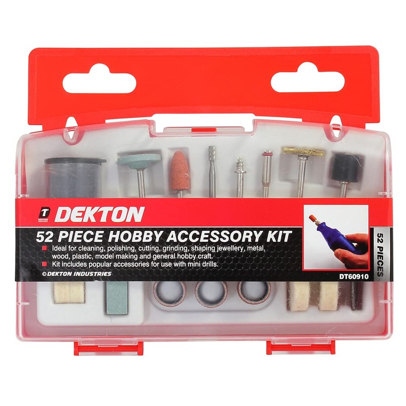 DEKTON DT60910 Hobby Accessory Kit, Black/Red, Set of 52 Piece