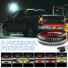 LIGBT 48Inch Tailgate Light Bar Triple Row 324 LED Strip with Red Running Brake Lights White Reverse Light Amber Turning Signal Lights, Tail Light bar for Pickup Trailer SUV RV Van