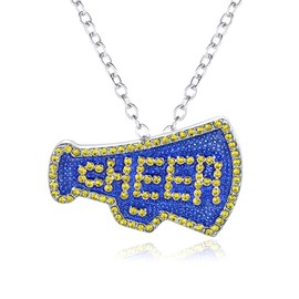 CEMOTY Charm Necklaces for Teen Girl-Cheer Necklace for Teen Girls-Cute Cheerleading Pendant Necklace Jewelry for Girls Birthday Christmas Gifts-Girls Blue Cheer Necklaces