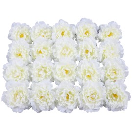 DH EYB 20pcs 5" Artificial Flower Peonies, Silk Peonies with 6" Stems, Flowers Suitable for Wedding Bouquets, Home Party Decoration (Milk White)