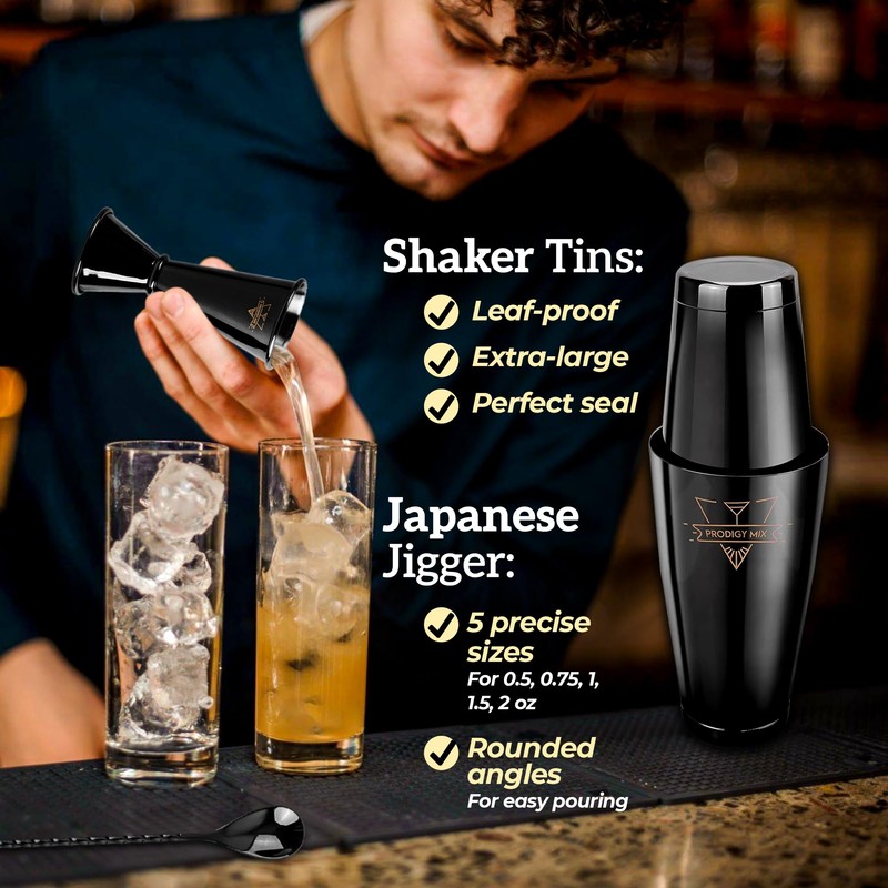 Elite Mixology Bartender Kit 20-Piece Boston Cocktail Shaker Set for