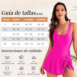 HomeChi Traje de Baño de una Pieza para Mujer, Cuello en U Sin Mangas Sexy Traje de Baño de Moda, Adecuado para Piscina Playa Vacaciones en la Playa Bañador Completo, Rojo Rosado, XXL