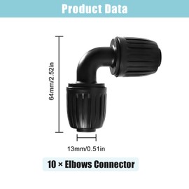 VooGenzek 10 PCS 16mm Drip Irrigation Fittings, Irrigation Elbow Adapter, Lock Barbed Connector, Barbed Locking Fitting, Irrigation Pipe Connectors, for Garden Irrigation Systems, Black