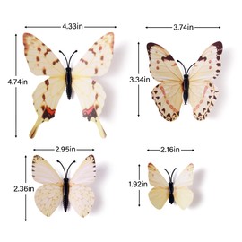 LiveGallery 72 PCS 6 Colors Removable 3D DIY Beautiful Butterfly Wall Decals Colorful Butterflies Art Decor Wall Stickers Murals for Kids Baby Boy Girls Bedroom Classroom Offices (White2)