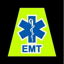 Kramer sticker's shop Reflective Fluorescent Yellow EMS Star of Life Fire Helmet Tetrahedron TET EMT 2 in.
