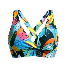 Aqua Eve Women Bikini Top Only Push Up Swimsuit Top Padded Bathing Suit Top for Large Bust Tropical Flower XL