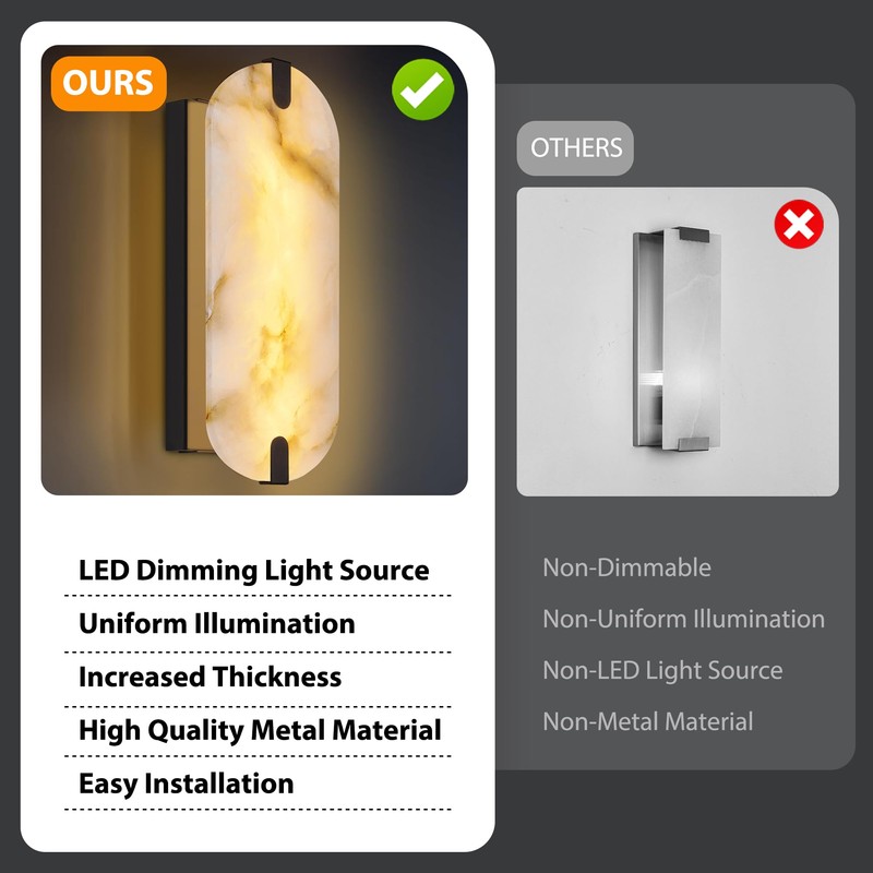 DLUCE 14.17in Alabaster Wall Sconces, Natural Marble Wall Light, Modern