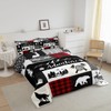 Deer Antlers Comforter Set King Size,Bear Pine Wolf Hunting Camper