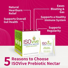 ISOThrive ISOVive Prebiotic Liquid Supplement (30-Day Supply) Natural Heartburn and Bloating Relief - Naturally Fermented Daily Fiber - Formerly