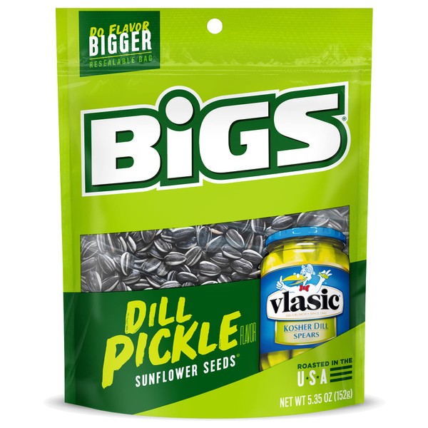 BIGS Vlasic Dill Pickle Sunflower Seeds, 5.35 Ounce Bag (Pack of 12)
