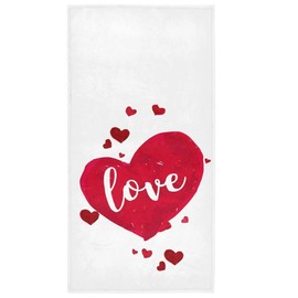 Happy Valentine's Day Red Love Heart Hand Bath Towel Valentines Day Kitchen Bathroom Faucet Towel Be Mine Fingertip Towel Set Highly Absorbent SPA Gym Guest Shower towels 16x30 Holiday Decorations