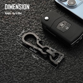 KeyUnity Titanium EDC Keychain Clip with Bottle Opener, with D Ring, Quick Release Carabiner Key Ring Holder Keyring for Men Women,(KM14BK)