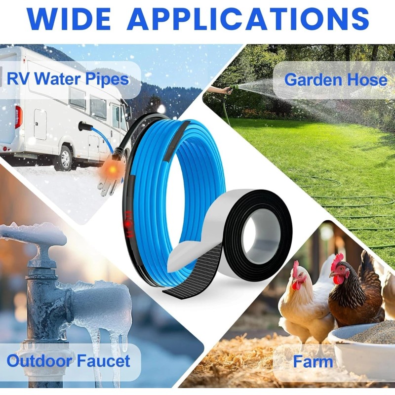 MAXKOSKO 12 Ft Water Pipe Heat Trace Kit with Thermostat