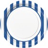 Unique Party 38015 - 23cm Royal Blue Striped Party Plates,