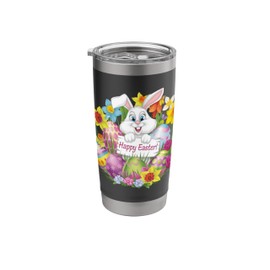 Happy Easter Bunny and Spring flowers Stainless Steel Insulated Tumbler
