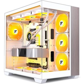 FOIFKIN M9 PC Case -Wood Walnut Front Pane, Pre-Installed 3 PWM ARGB Fan, ATX Mid-Tower Gaming PC Case, 270° Panoramic Glass, Type-C, Black, FOIFKIN (White, 7*Fans)