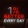BNEMCEZH 1% Better Every Day Neon Sign Red Better Light