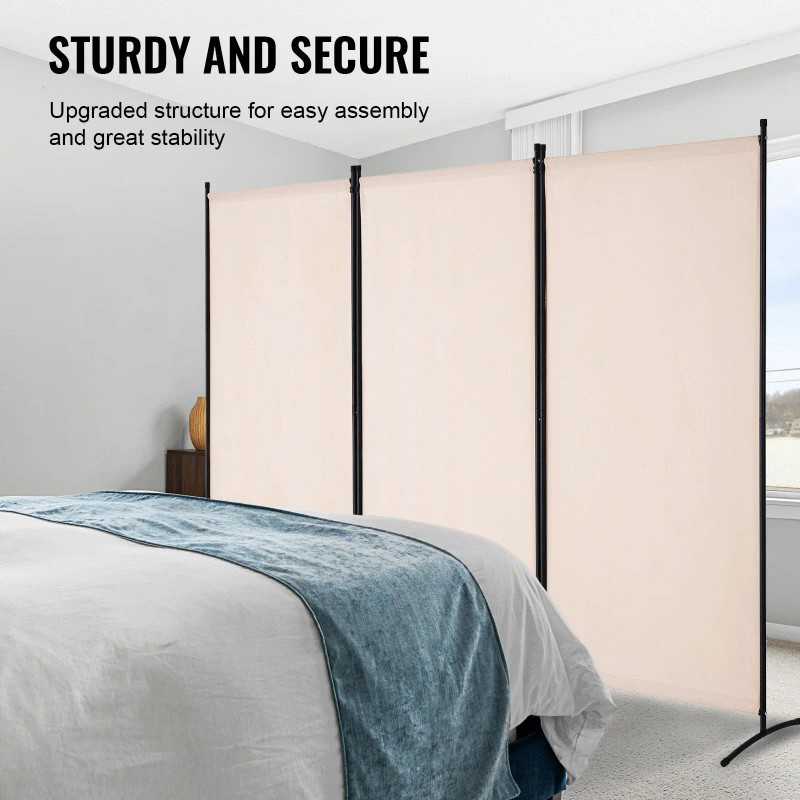 Portable 3-Panel Folding Privacy Screen Free-Standing Room Divider Modern Roo-Style
