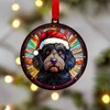 Image Industry Cockapoo Black in Santa Hat Suncatcher Decoration -