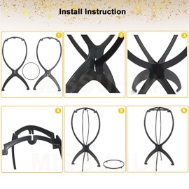 4PCS Soporte para Pelucas, Soportes de Exhibición de Peluca, Soporte de Peluca Plegable de Plástico, Soporte Portátil para la Cabeza de la Peluca, Soporte de Peluca para Todas las Pelucas y Sombreros