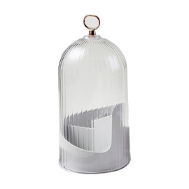 QUINTRA Makeup Brush Holder, Organiser with Lid, Transparent, 3-Slot Storage, Unisex