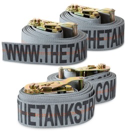 Motorcycle Tie Down Straps (4pk Grey) - 10.000 lb Webbing Break Strength 2'' x 10' Super Heavy Duty Endless Tie Downs with Ratchet Strap