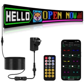 Untrxr 52"*7.5" Large Programmable Soft LED Sign, Flexible Easy Install,Pre-Made Animations & Customizable Text,21-Key Remote Control and app Control,for Store,School,Hotel,Bar