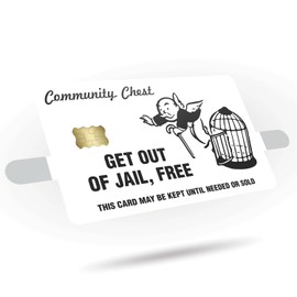 KCD Get Out of Jail Free Credit Card Sticker 3-Pack - Blue, Orange, Pink, White - Debit Card Skin Cover Vinyl Decals - Protect & Personalize Credit/Debit Cards - Slim, Waterproof, Durable (White)