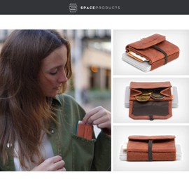 Mini Wallet for Men and Women I Very Small Genuine Leather Smart Wallet / Wallet with Coin Compartment I 15 Cards + Notes + Coins I Spacewallet Pull, Pull Antique, Minimalist