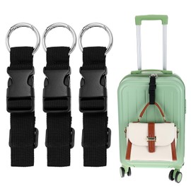 Heclia 3pcs Add a Bag Luggage Straps for Suitcase Jackets Gripper Heavy Duty Adjustable Travel Accessories for Carry Bag Strap, Travel Belt for Connecting, Multifunctional Packing Buckle Straps, Black