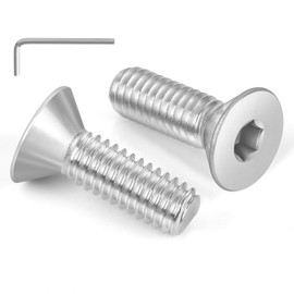 20 PCS 5/16"-18 x 1/2" Flat Head Socket Cap Screws Bolts, Countersunk Allen Bolts, Stainless Steel 304, Full Thread, Bright Finish, Screwdriver Included