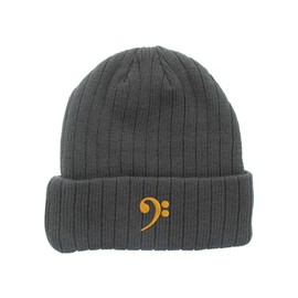 FB- Music bass clef embroidered fleece beanie, insulated winter beanie, custom make beanie, cool gift (GREY)