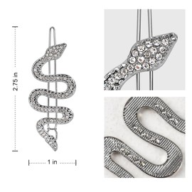 4 Pcs Snake Hair Clips, Snake Hair Accessories, Vintage Rhinestone Snake Hair Clips Set, Shiny Crystal Snake Hair Barrettes, Silver and Gold Snake Hair Pins for Women Girls Hair Accessories