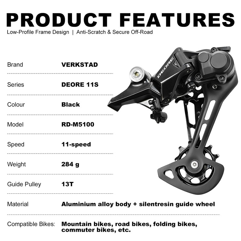 VERKSTAD Bike Rear Derailleur RD-M5100-SGS 11 Speed Direct Mount