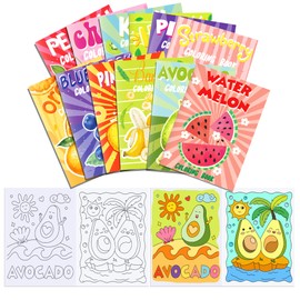 12 Pcs Fruit Coloring Books Fruit Party Favors Strawberries Oranges Kiwi Watermelon Cherries Pineapple Avocado Banana Bulk Mini Coloring Books Bulk for Kids DIY Art Drawing Activity Book Set