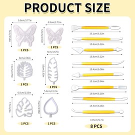 4 Pieces of Leaf Cookie Molds and 2 Pieces of Butterfly Cookie Molds, Equipped with 8 Pieces of Baking and Carving Tools, Creative Styling Molds, Kitchen Supplies