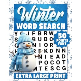 50 Points Font Size Jumbo Print Winter Word Search: Ideal for seniors with vision problems, this Relaxing Winter Themed Word Find Puzzle Book offers a delightful and engaging way to pass the time
