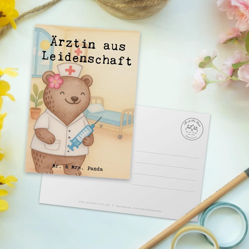 Mr. & Mrs. Panda Postcard Doctor Passion Design White