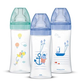Dodie Baby Bottles Antikolik Sensation+ Boys 330ml +6 Months Flat Teat River 3 Set of 3