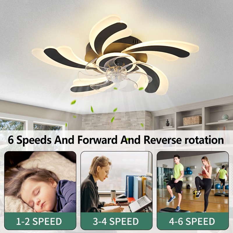 Ruibutrade Low Profile Ceiling Fan with Remote &APP Control, Quiet