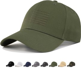 CYGTE American Flag Baseball Hat - XL, XXL, 3XL Plus/Regular Size Men’s Cotton Structured Patriotic Ball Cap, Army-green, XX-Large