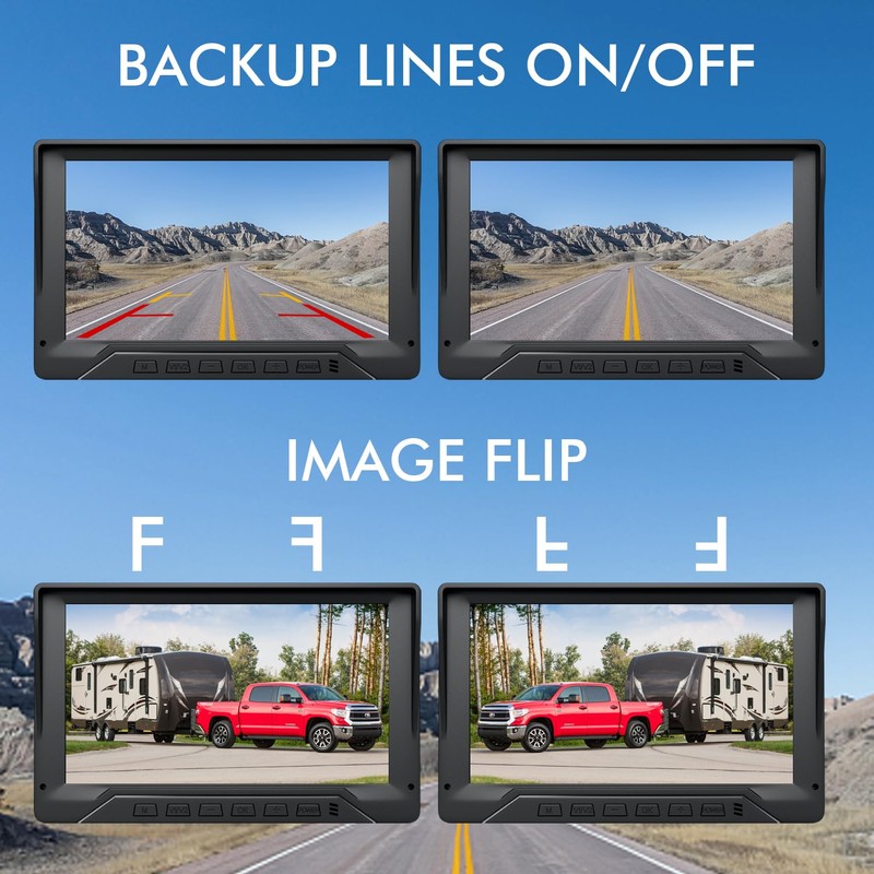 Dual RV Backup Camera Plug and Play, 7'' Backup Camera
