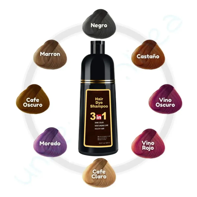 Shampoo Y Tinte Instantáneo Cubre Canas Natural Jengibre F Café