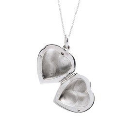 Silverly Women's 925 Sterling Silver Large Heart Locket Chain Necklace, 18"