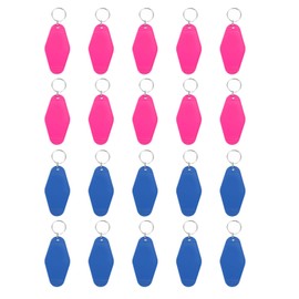PATIKIL Vintage Motel Keychain, 20 Pack Blank Hotel Keychains Rhombus Retro Key Tag for DIY Crafts Ornament Backpack Luggage Labels Tags, Dark Blue, Rose Red