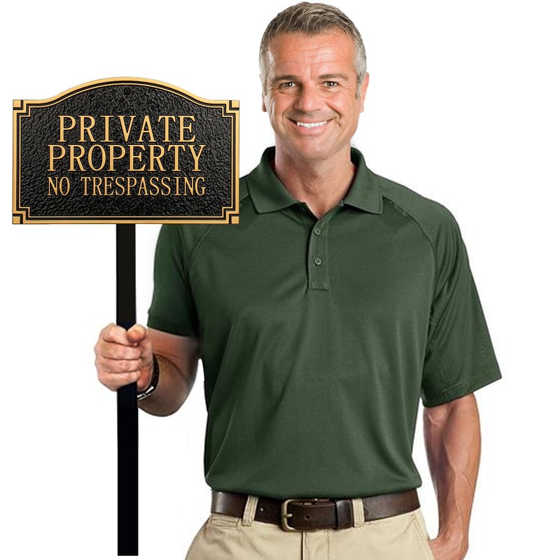 Morgtta Private Property No Trespassing Sign - Solid Metal Cast,