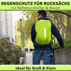 AVANA Rain Cover for Backpacks with Reflective Strips (10-70L) Waterproof Rain Cover School Bag Reflector Backpack Cover Reflective Backpack Cover Neon Green