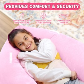 XLYLKS Sensory Chair for Kids,60" Inflatable Peapod for Children,Sensory Chair for Autistic Children,Sensory Toys for Autistic Children,Peapod Sensory Chair Includes Electric Air Pump,Pink