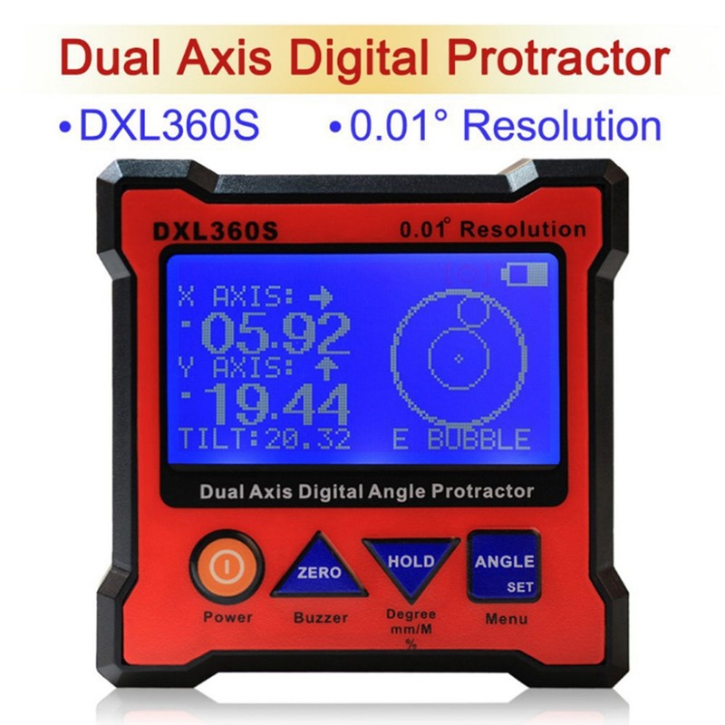 DXL360S Digital Protractor High Accuracy Single/Double Axes LCD Display Level